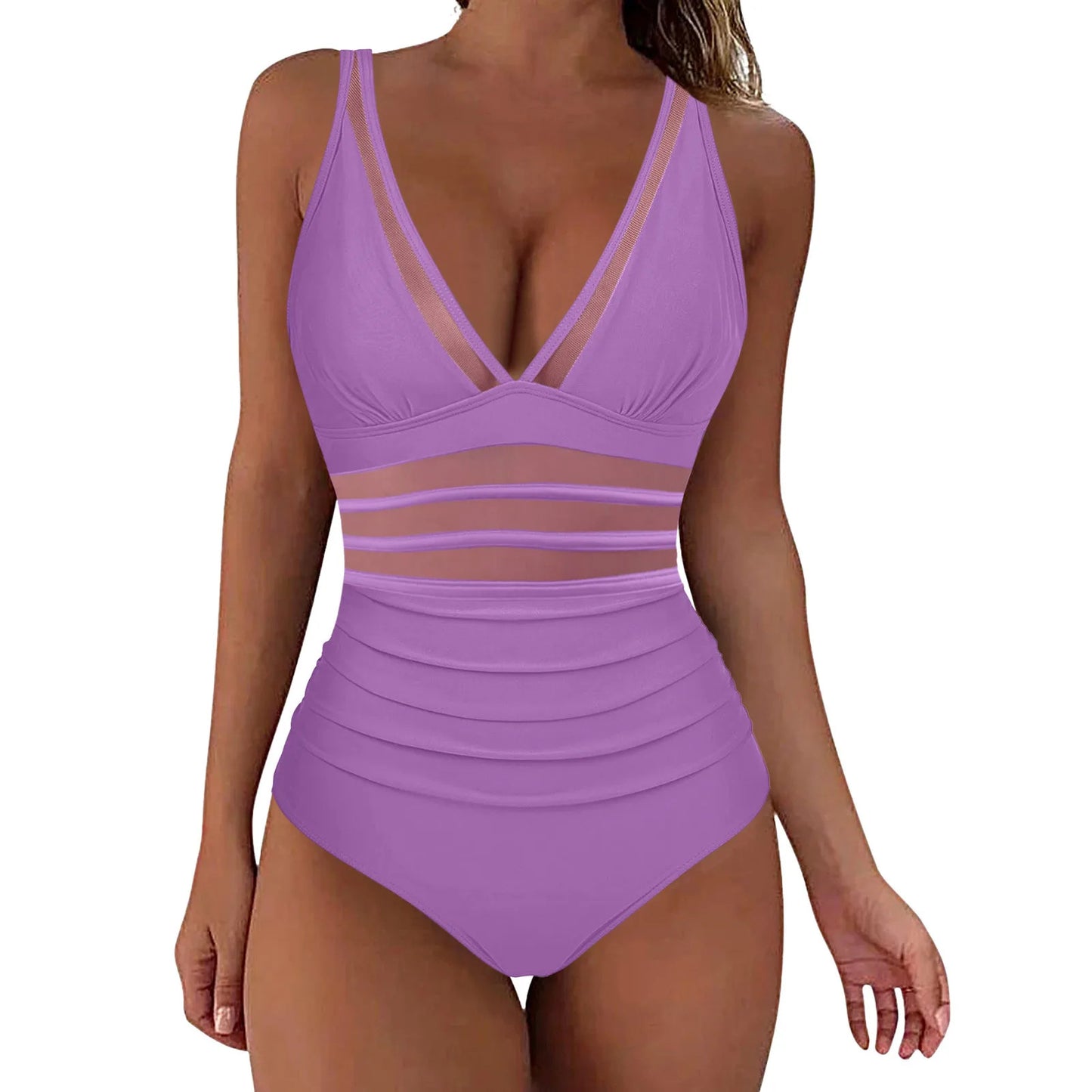 Women's One-piece Mesh Stitching Swimsuit/6 Colors