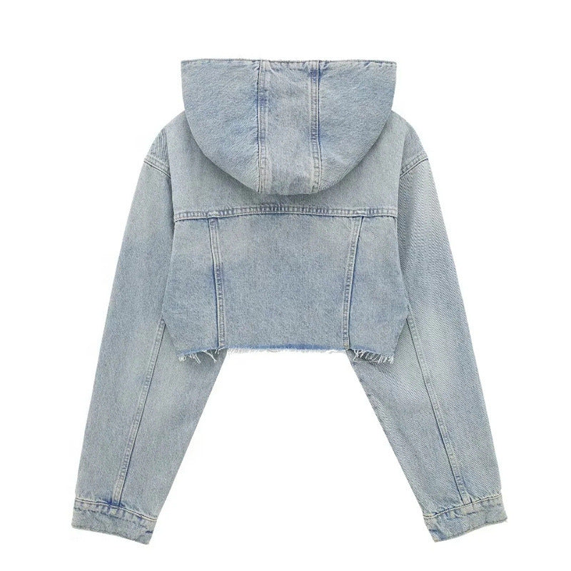 Woman's Denim Crop Hoodie