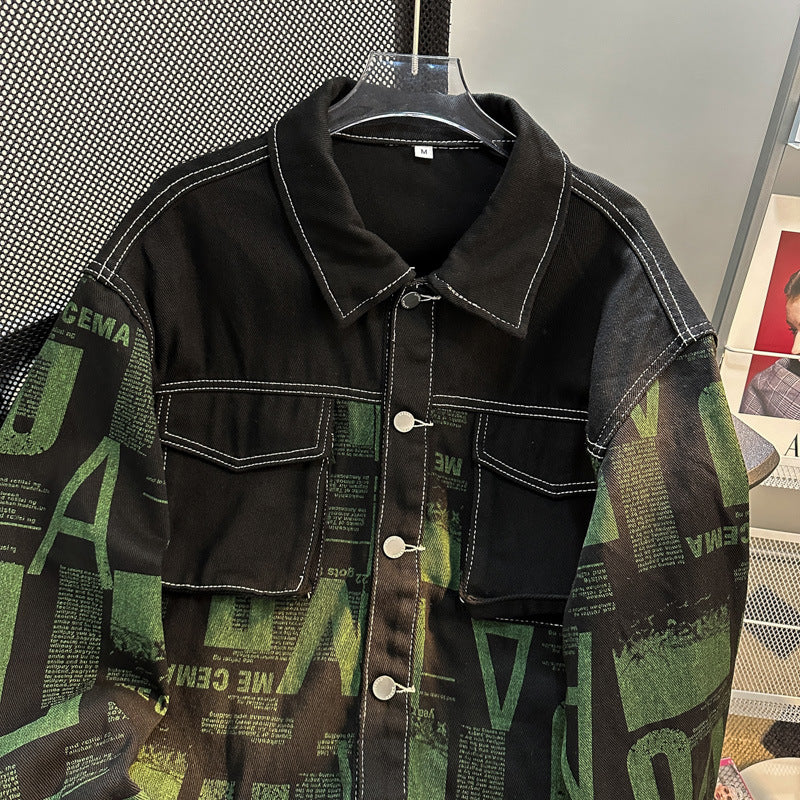 Men's Idle Style Printed Lettering Jacket