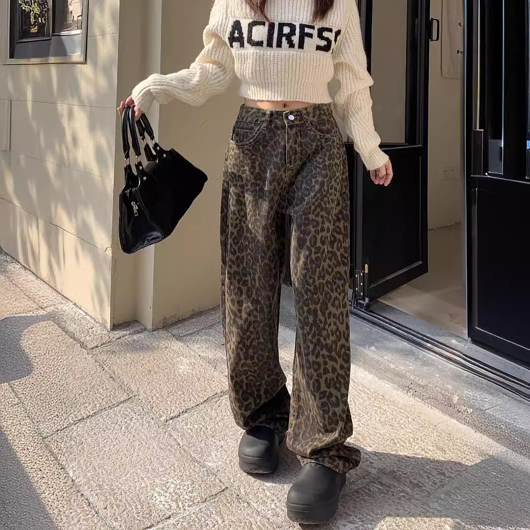 Woman's Leopard Print Loose Casual Wide-leg Pants
