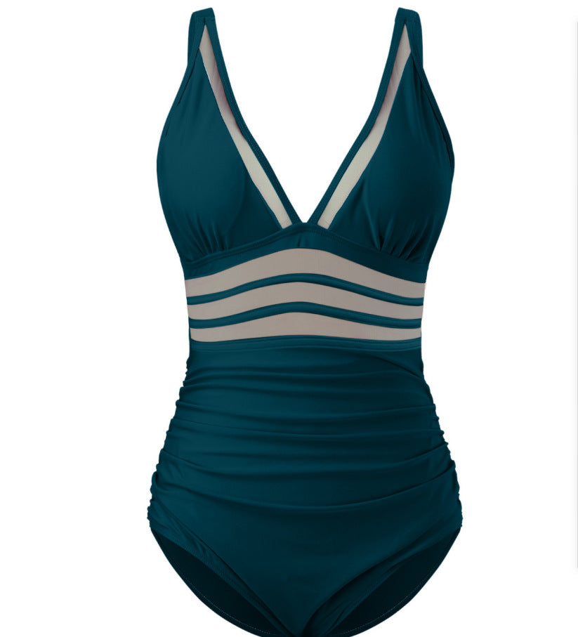 Women's One-piece Mesh Stitching Swimsuit/6 Colors