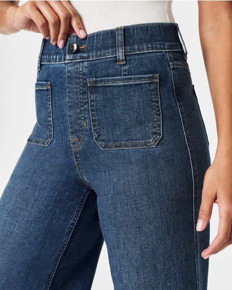Women's Cropped Style Pocket Wide Leg Jeans/4 Colors
