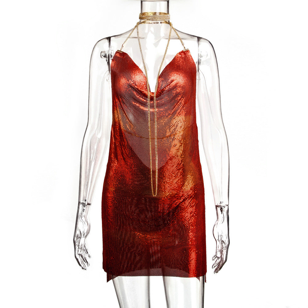 Woman's Metal Sequins Rhinestone Dress/15 Colors