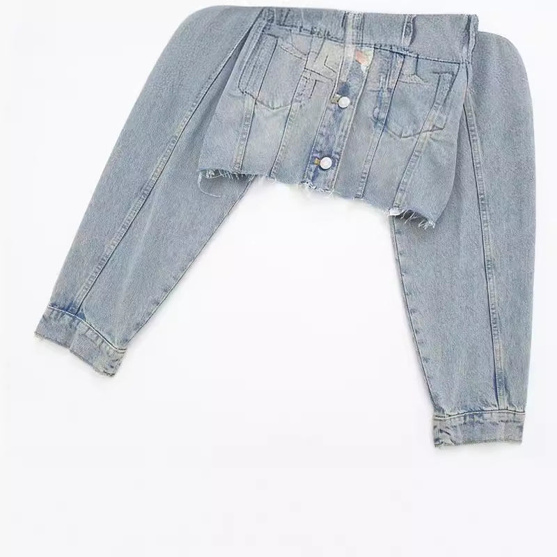 Woman's Denim Crop Hoodie