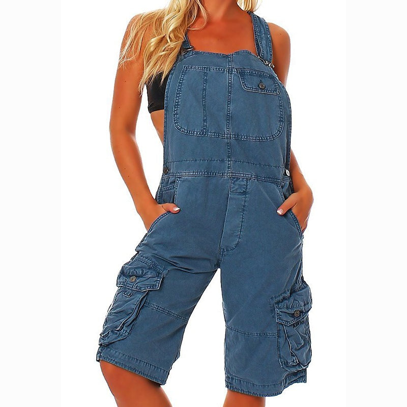 Women's Overall Denim Shorts/2 Colors