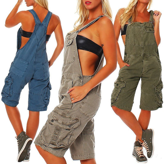 Women's Overall Denim Shorts/2 Colors