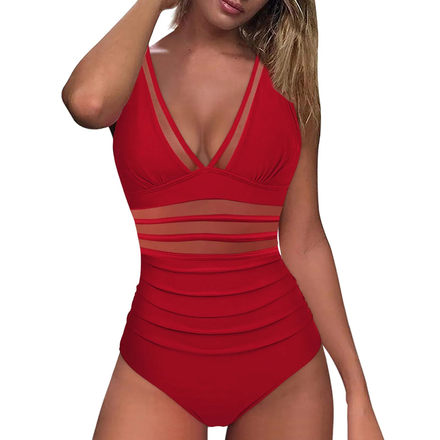 Women's One-piece Mesh Stitching Swimsuit/6 Colors