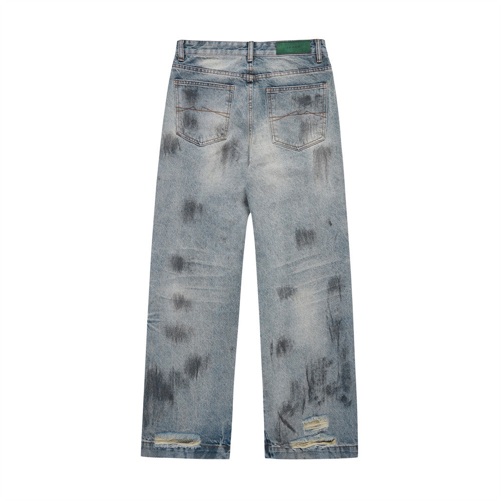 Men's Wide Leg Printed Jeans