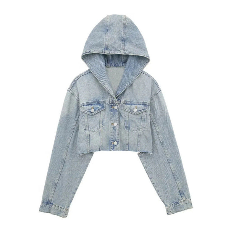 Woman's Denim Crop Hoodie