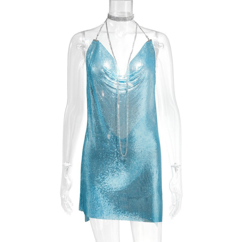 Woman's Metal Sequins Rhinestone Dress/15 Colors
