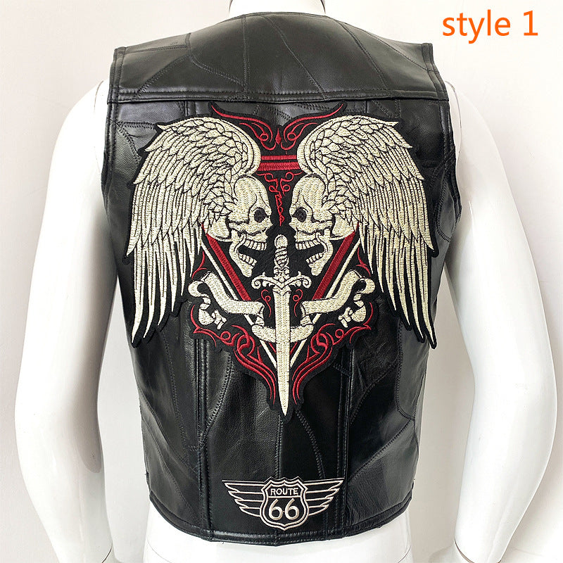 Men's Cowhide Leather Motorcycle Vest/12 Options