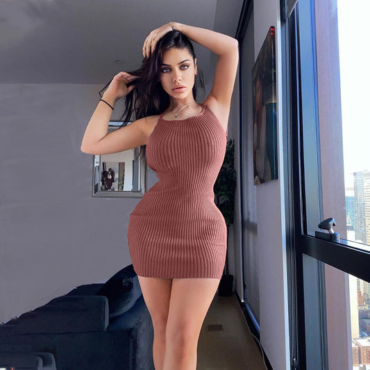 Woman's Slim Fit Knit Sheath Dress