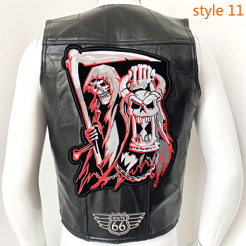 Men's Cowhide Leather Motorcycle Vest/12 Options