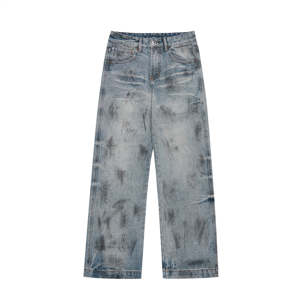 Men's Wide Leg Printed Jeans