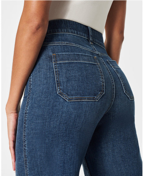 Women's Cropped Style Pocket Wide Leg Jeans/4 Colors