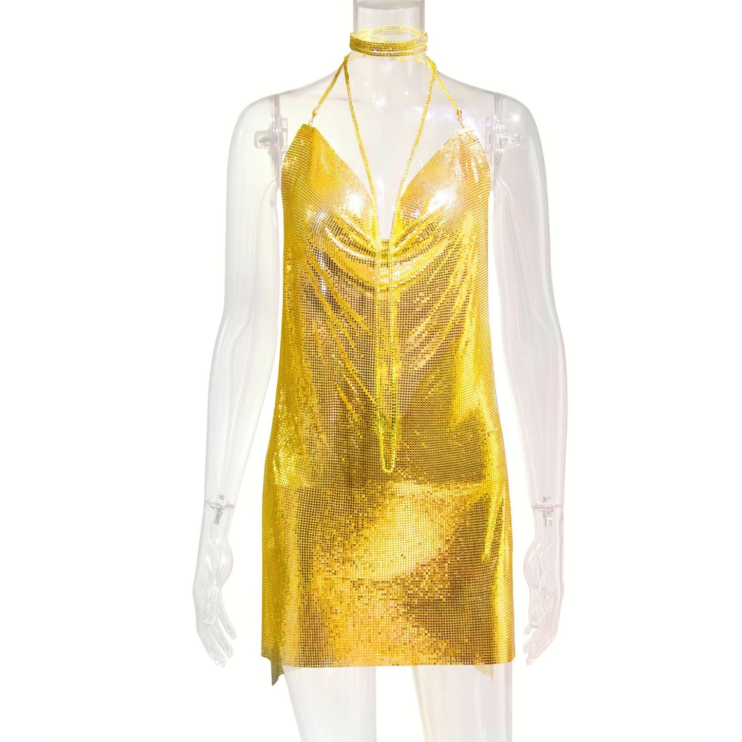 Woman's Metal Sequins Rhinestone Dress/15 Colors