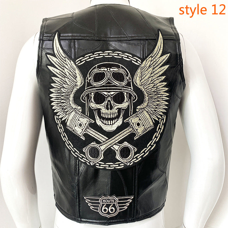 Men's Cowhide Leather Motorcycle Vest/12 Options