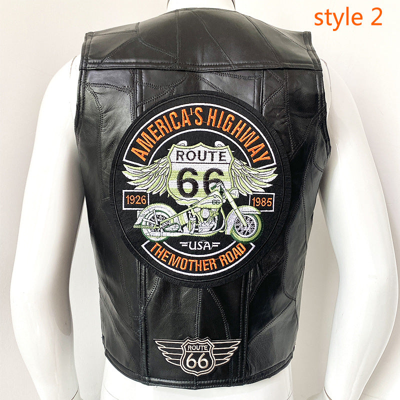 Men's Cowhide Leather Motorcycle Vest/12 Options