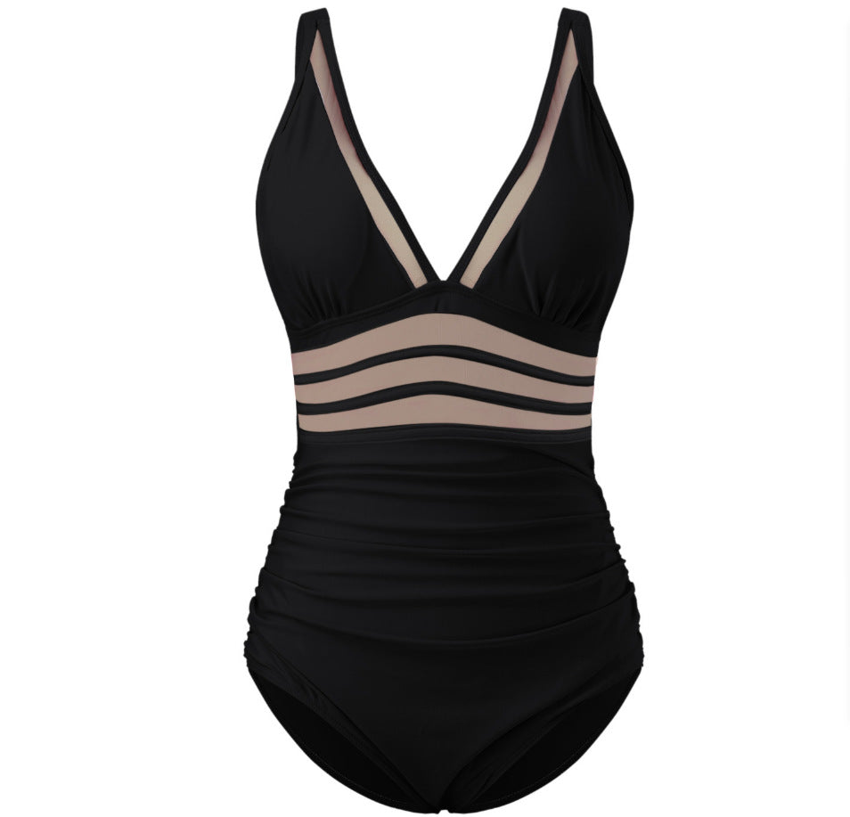 Women's One-piece Mesh Stitching Swimsuit/6 Colors