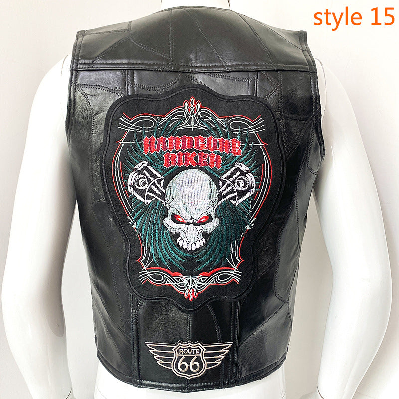 Men's Cowhide Leather Motorcycle Vest/12 Options