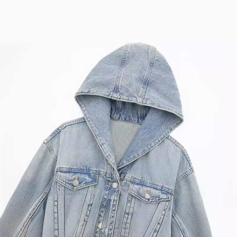 Woman's Denim Crop Hoodie