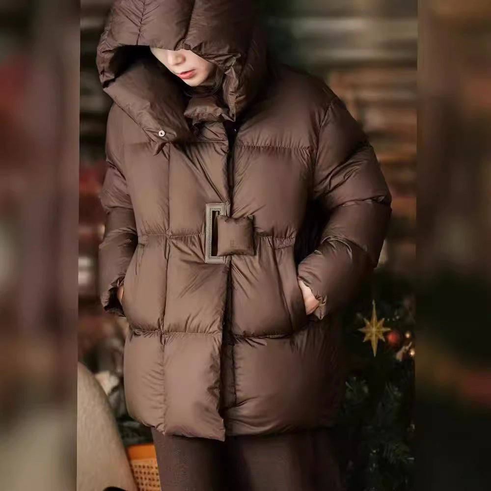 Woman's Hooded Double Zipper Duck Down Jacket/4 Colors