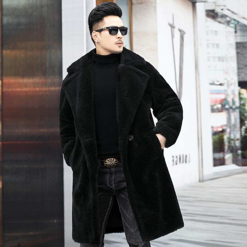 Men's Thick Cashmere Long Fur Coat/2 Colors