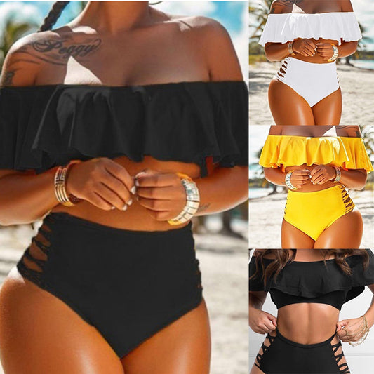 Woman's Off-shoulder Ruffled Bikini