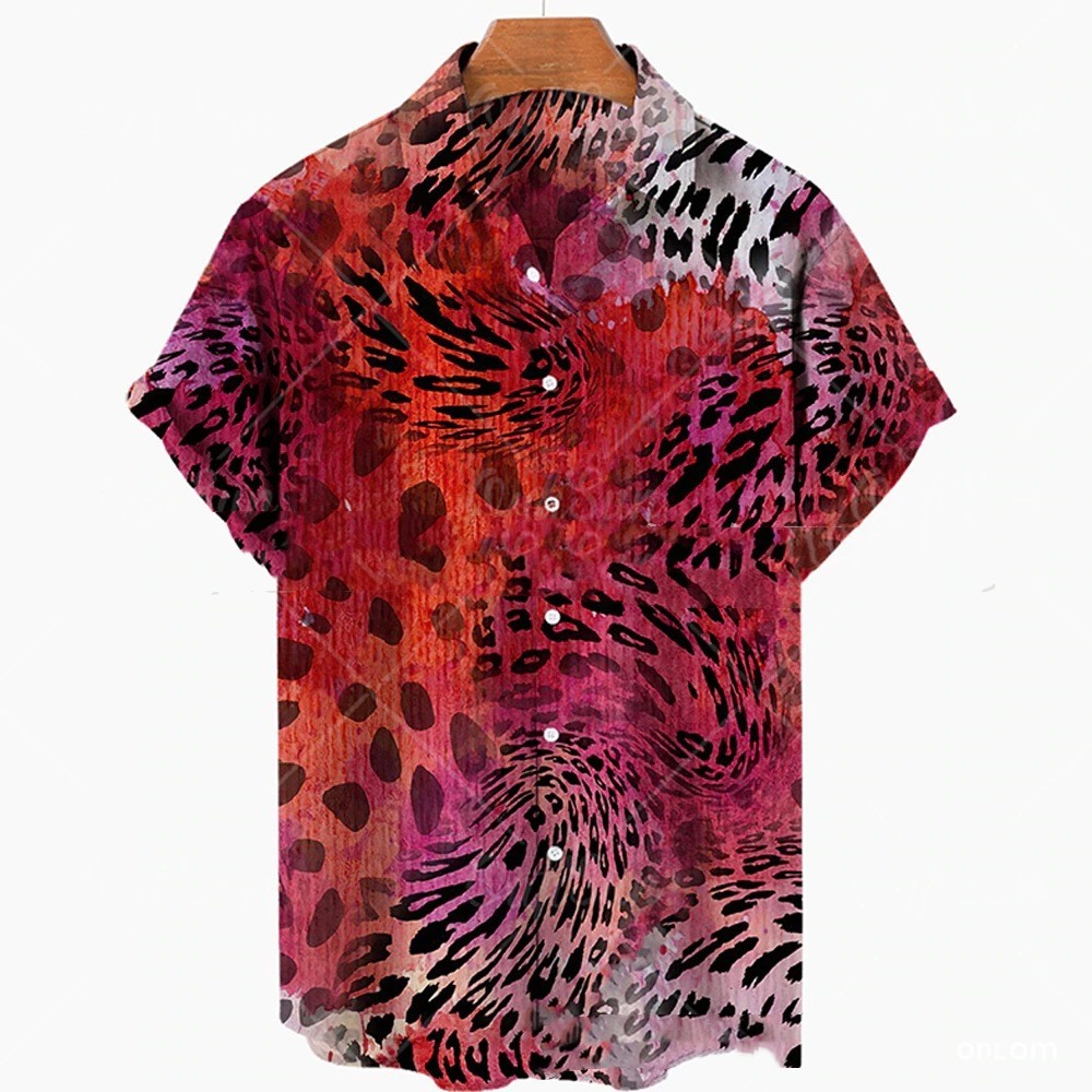 Men's 3D Digital Printed Short Sleeve Button Up Shirt/11 Options