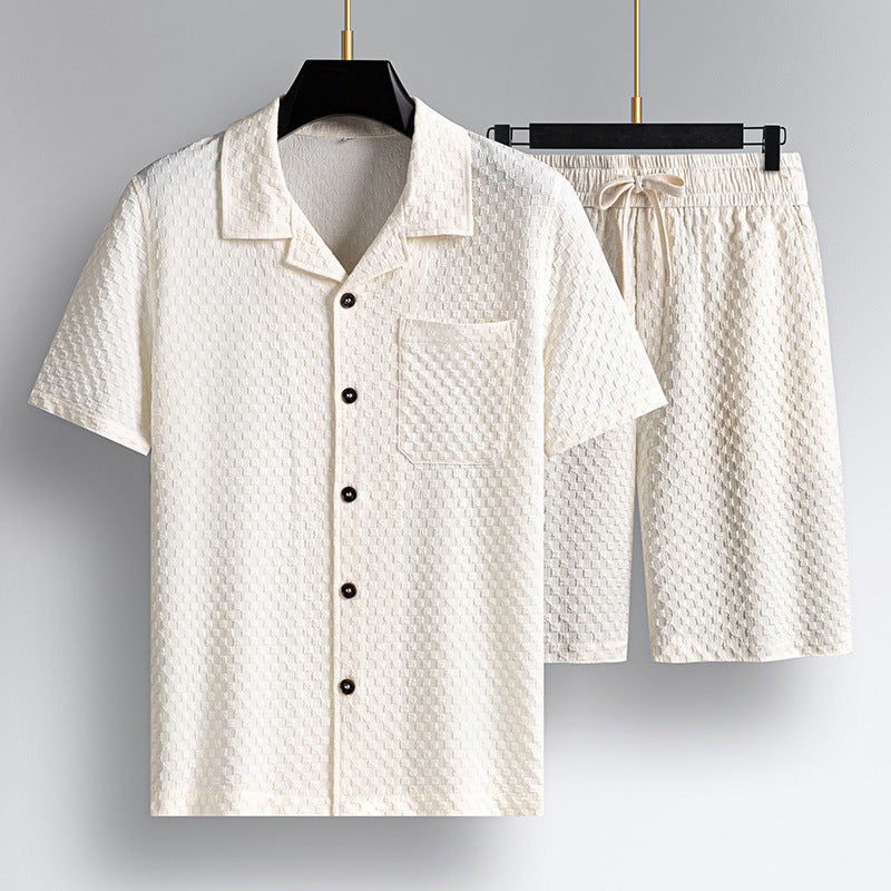 Men's Lapel Short Sleeve Two-piece Set