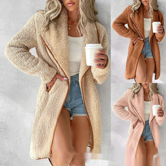 Women's Lapel Plush Coat/3 Colors