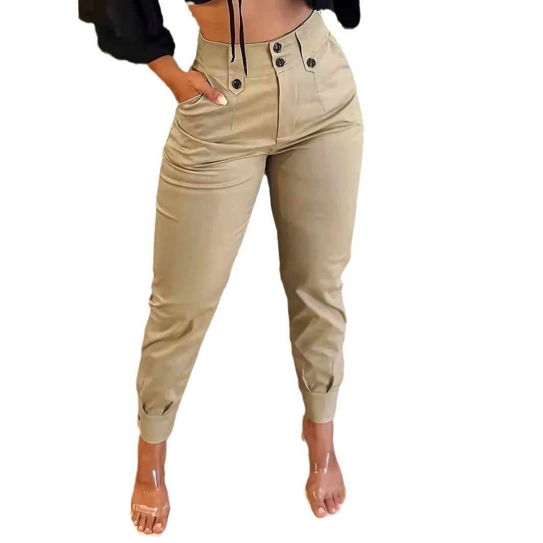 Women's Slim Fit Solid Color Pants