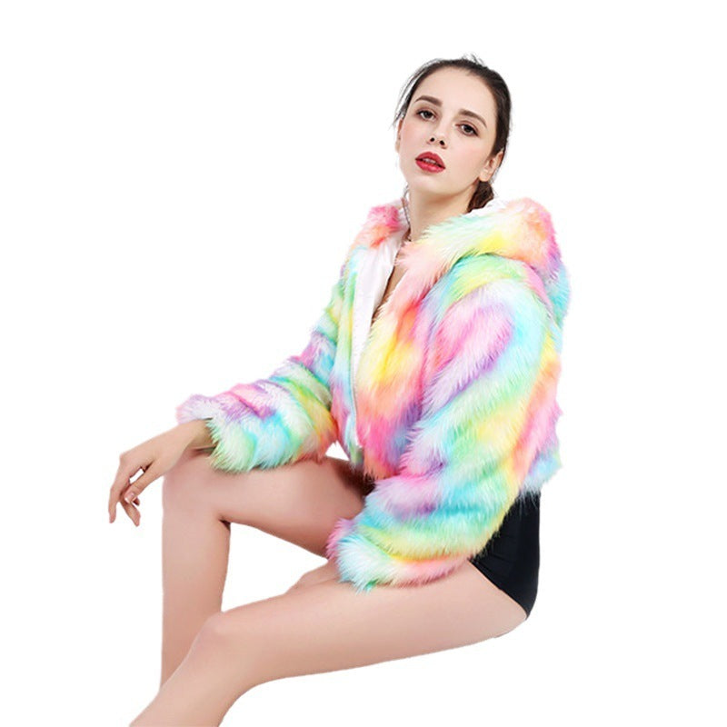 Woman's Cropped Zip Up Hoodie With LED Lights