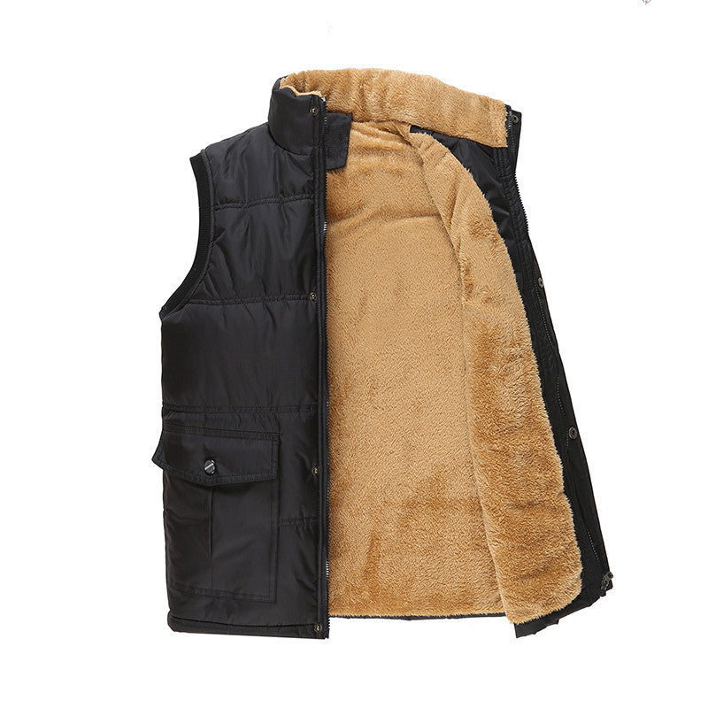 Men's Fleece-lined Down Cotton Vest/3 Colors