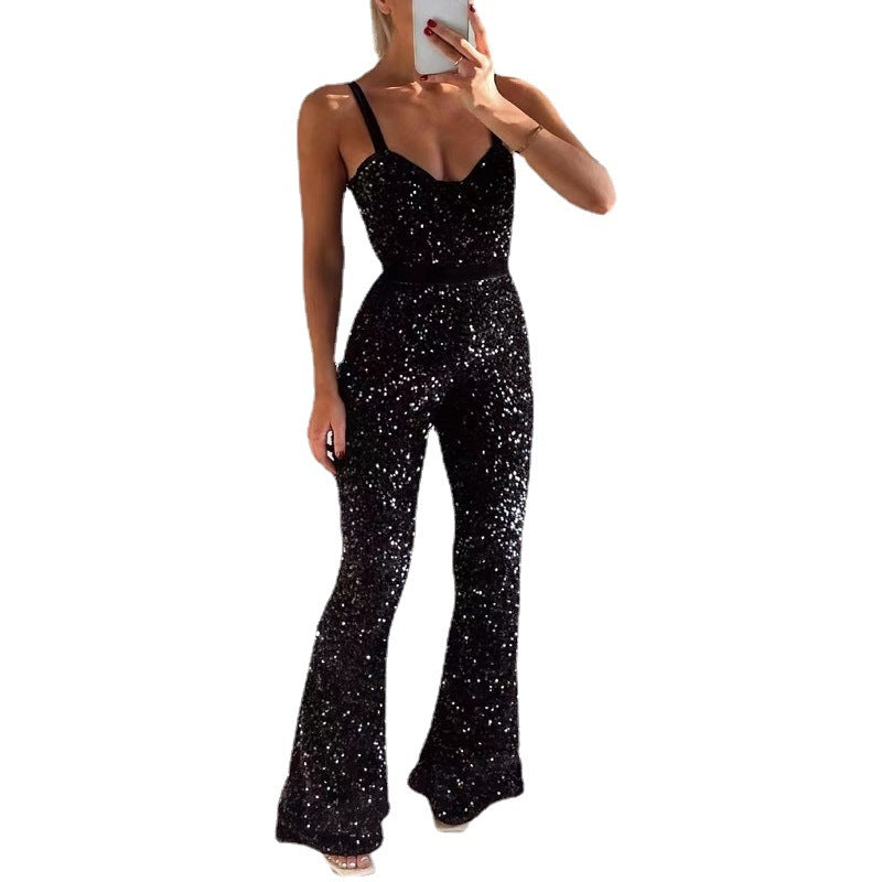 Woman's Sequence Hip Flared Jumpsuit