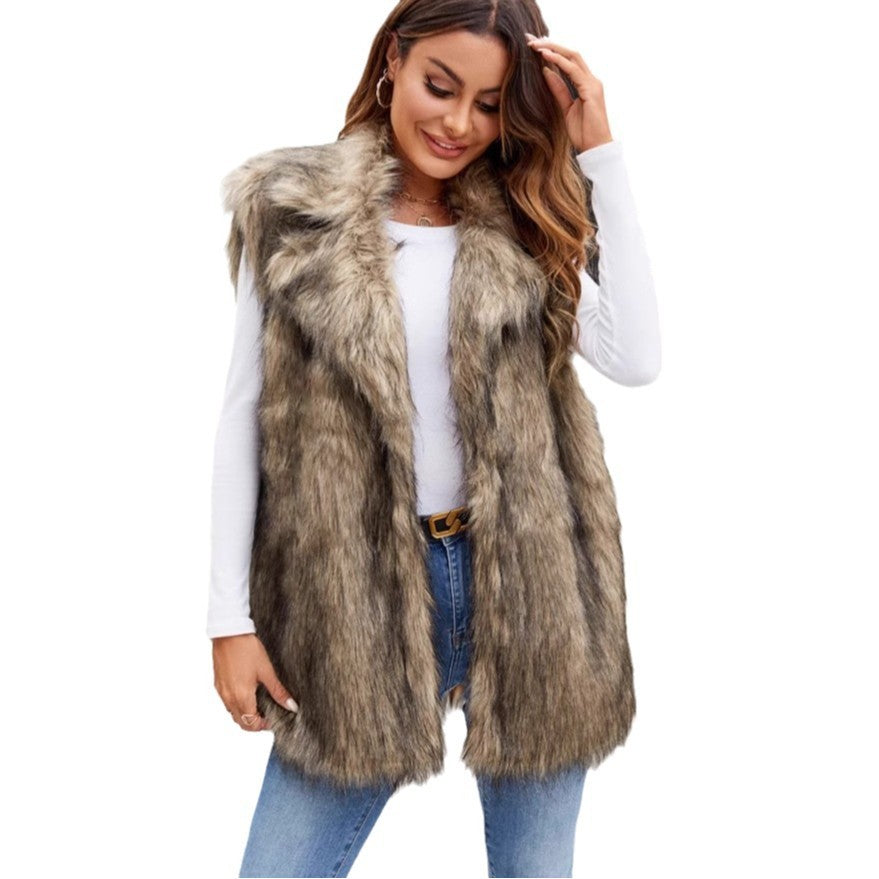 Woman's Fur Suit Collar Vest