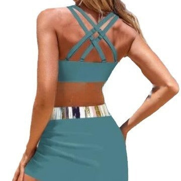 Woman's Slit Skirt Rope Coiling Bikini