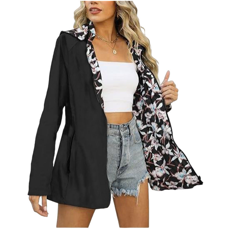 Printed Women's Zipper Windbreaker unique interior