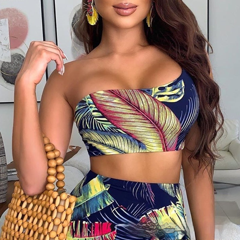 Woman's One Shoulder Wrap Set