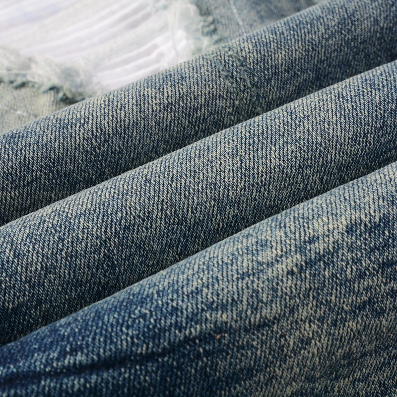 Men's Ripped Patch Denim Jeans