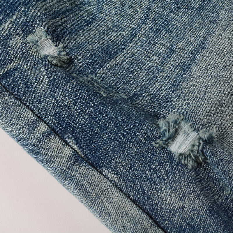 Men's Ripped Patch Denim Jeans