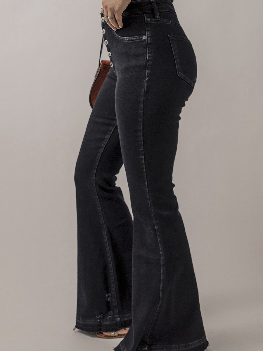 Women's High Waist Button Fly Slim Jeans